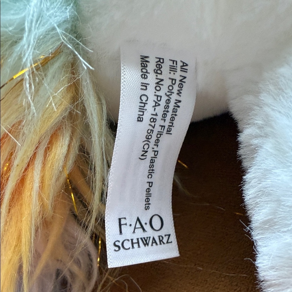 FAO Schwarz Plush Unicorn Toy with Gold Accents Soft Plush Toy 14” - Picture 7 of 8